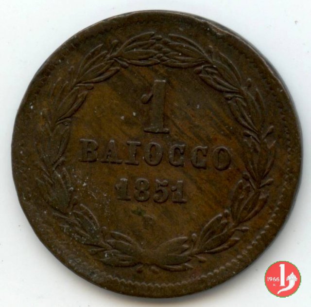 1 baiocco secondo periodo 1851 (Roma)