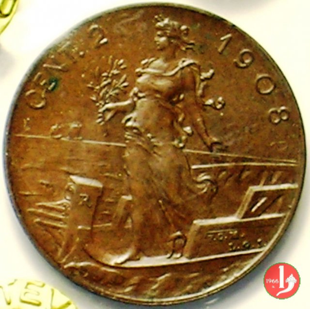 2 centesimi prora 1908 (Roma)