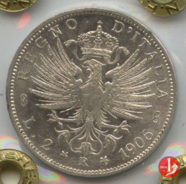 2 lire aquila sabauda 1906 (Roma)