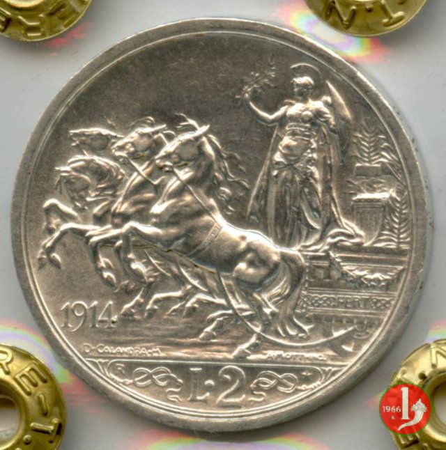 2 lire quadriga briosa 1914 (Roma)