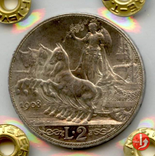 2 lire quadriga veloce 1908 (Roma)