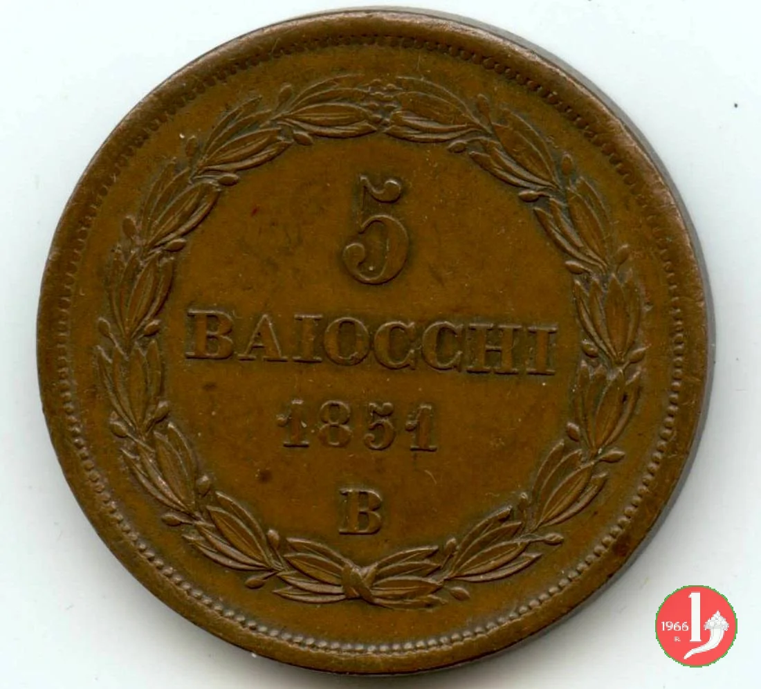 5 baiocchi 2&deg; tipo 1851 (Bologna)