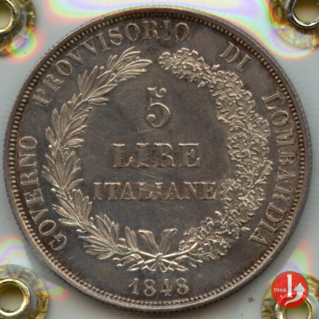 5 lire italiane 1848 (Milano)