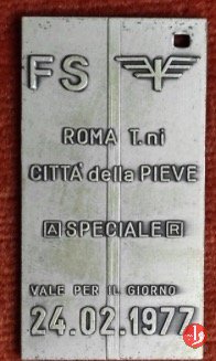 Roma - FS Biglietto Speciale Città della Pieve 1977