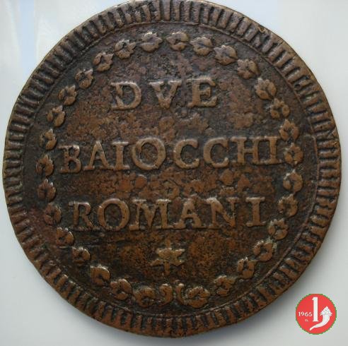 2 baiocchi del 1° tipo (A. XI - A. XXI) 1786-1787 (Roma)