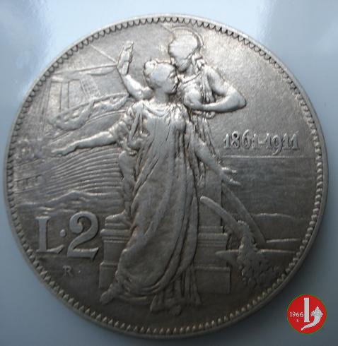 2 lire 50° Unità d'Italia 1911 (Roma)