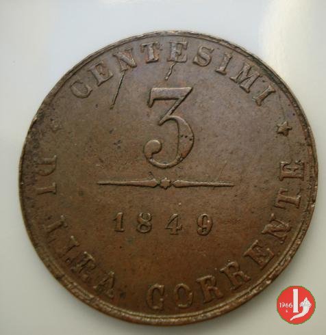 3 centesimi di lira corrente 1849 (Venezia)
