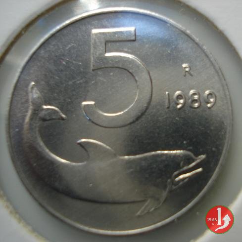 5 lire delfino 1989 (Roma)