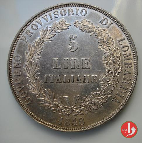 5 lire italiane 1848 (Milano)