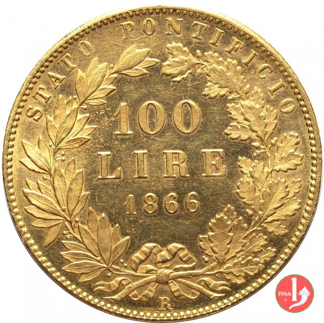 100 lire o piotta 1866 (Roma)