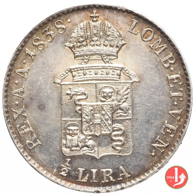 1/2 lira 1838 (Venezia)