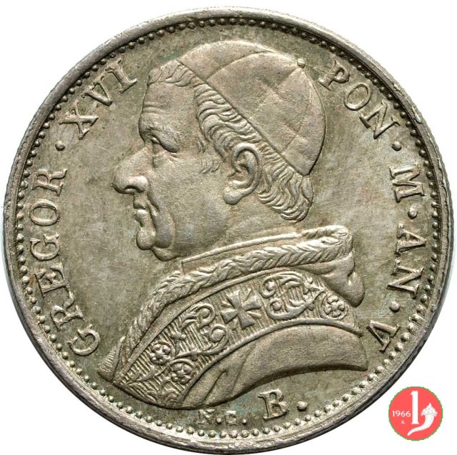 20 Baiocchi (Doppio Giulio, 1/5 di Scudo, Papetto) 1835 (Bologna)