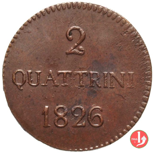 2 Quattrini o Duetto 1826 (Lucca)