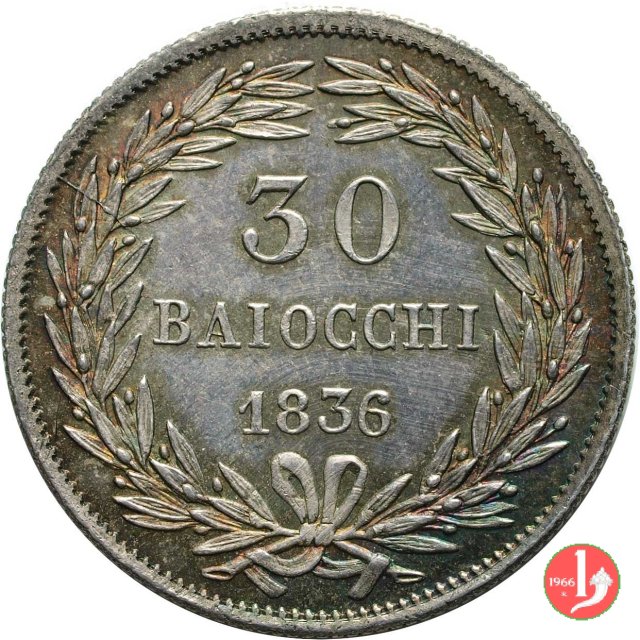 30 Baiocchi (Testone) 1836 (Roma)