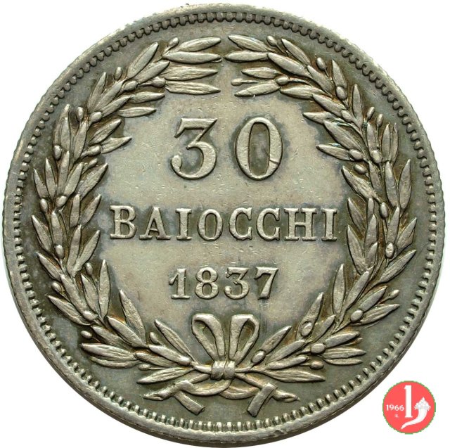 30 Baiocchi (Testone) 1837 (Roma)