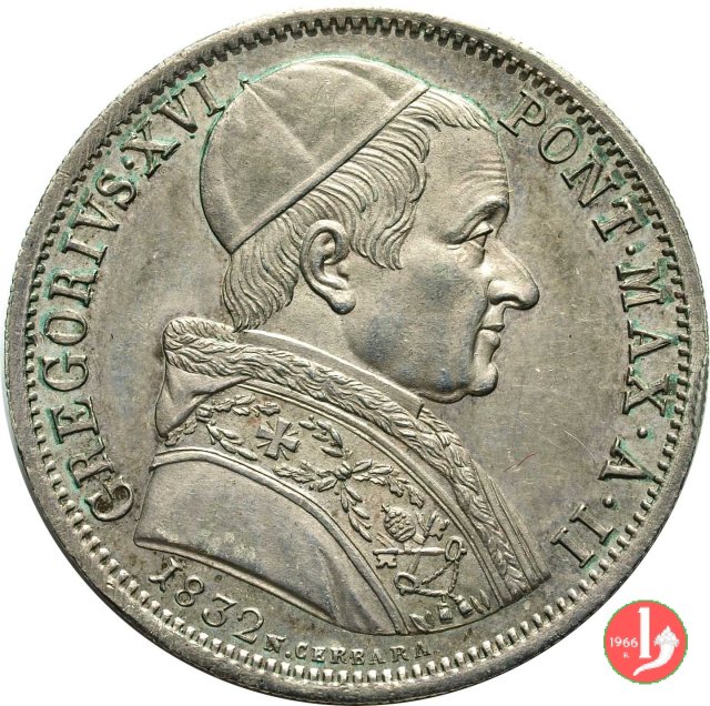 50 Baiocchi (Mezzo Scudo Romano) 1832 (Roma)