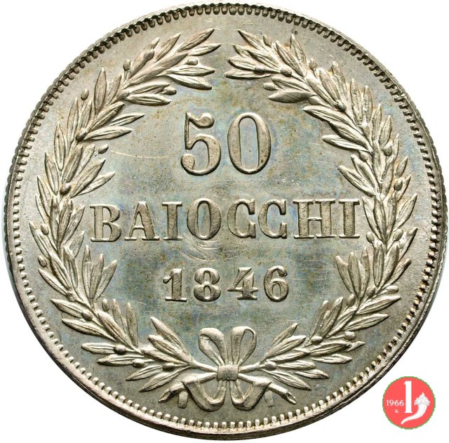 50 Baiocchi (Mezzo Scudo Romano) 1846 (Roma)