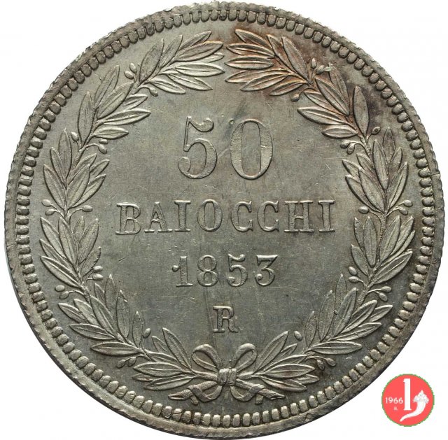 50 baiocchi (1/2 Scudo) 1853 (Roma)