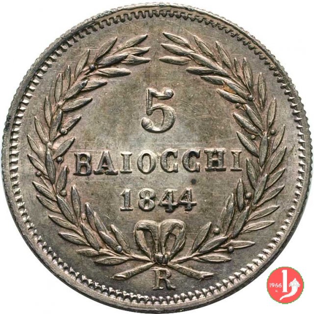 5 Baiocchi (Grosso o Mezzo Paolo) 1844 (Roma)