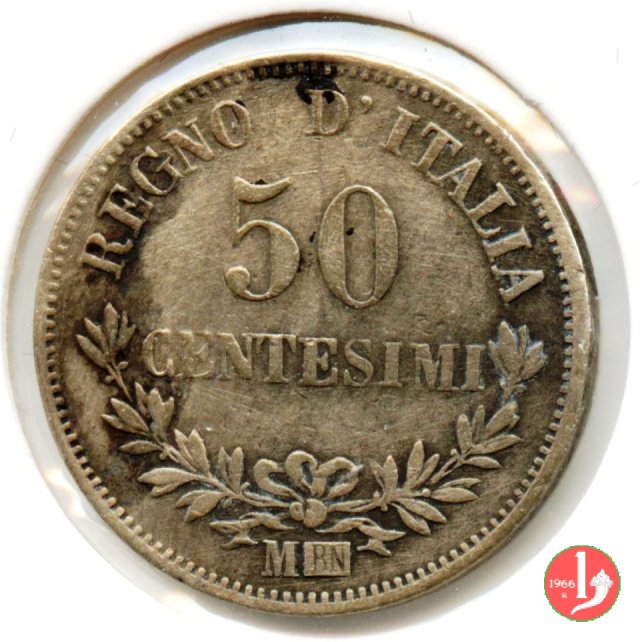 50 centesimi valore 1867 (Milano)