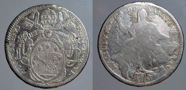 mezzo scudo romano del III tipo (stemma semplice) 1780 (Roma)