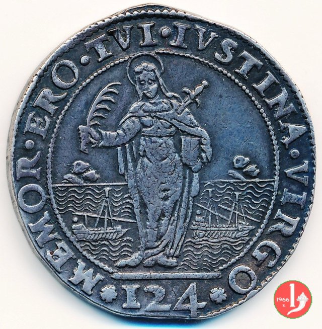 Ducato con Santa Giustina da 124 soldi 1585-1595 (Venezia)