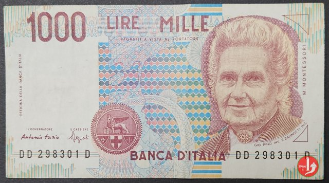 1.000 lire Maria Montessori 1994