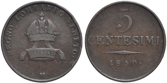 5 centesimi 1850 (Milano)