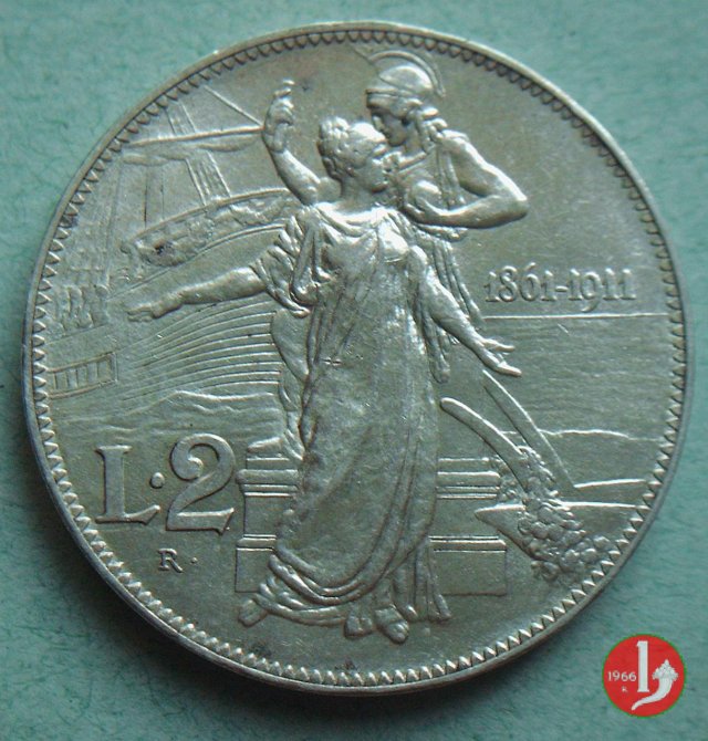 2 lire 50° Unità d'Italia 1911 (Roma)