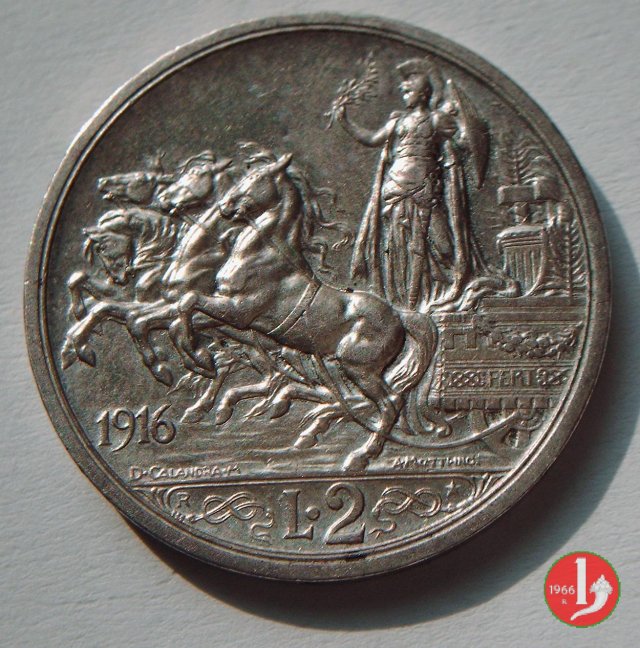 2 lire quadriga briosa 1916 (Roma)