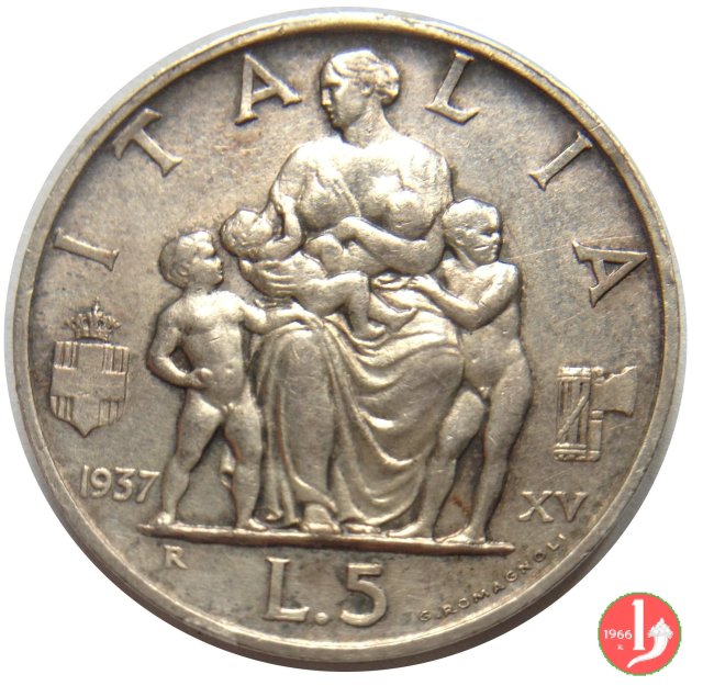 5 lire famiglia 1937 (Roma)