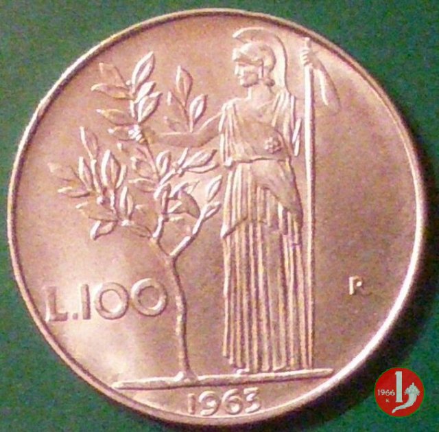 100 lire Minerva 1963 (Roma)