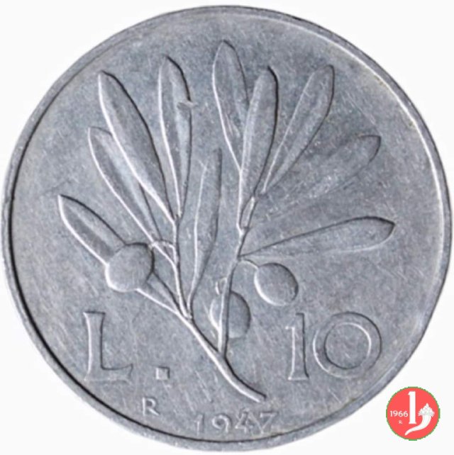 10 lire olivo 1947 (Roma)