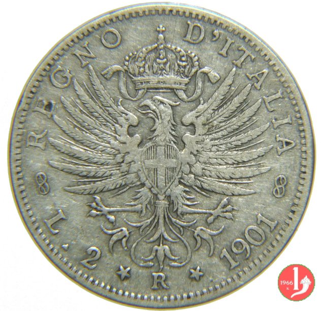 2 lire aquila sabauda 1901 (Roma)