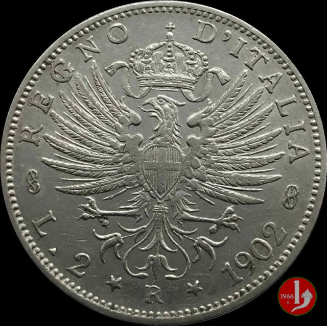2 lire aquila sabauda 1902 (Roma)