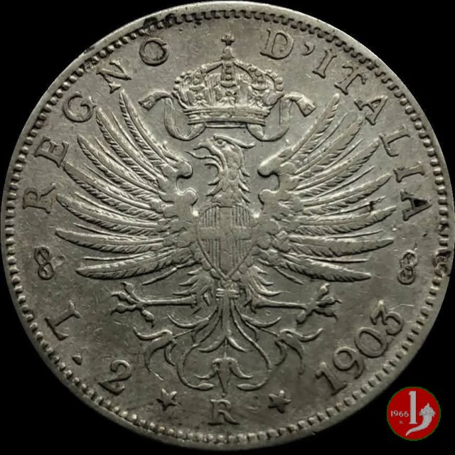 2 lire aquila sabauda 1903 (Roma)