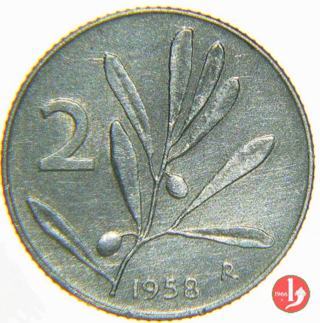 2 lire olivo 1958 (Roma)