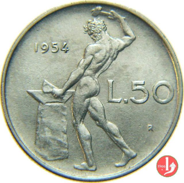 50 lire Vulcano 1954 (Roma)