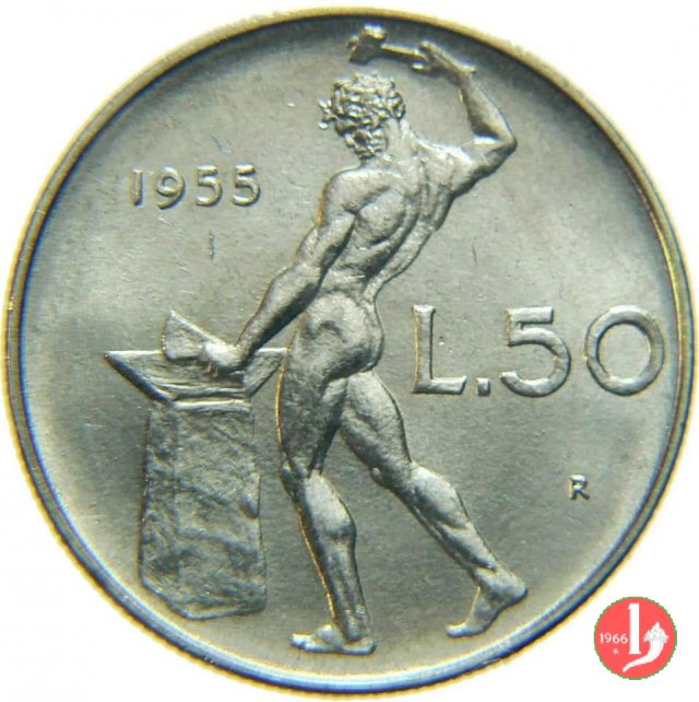 50 lire Vulcano 1955 (Roma)