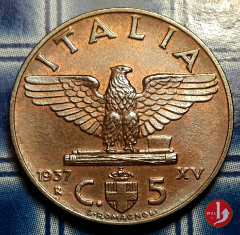 5 centesimi impero rame 1937 (Roma)