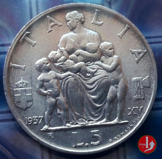 5 lire famiglia 1937 (Roma)