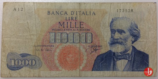 1.000 lire Giuseppe Verdi - Primo tipo 1962