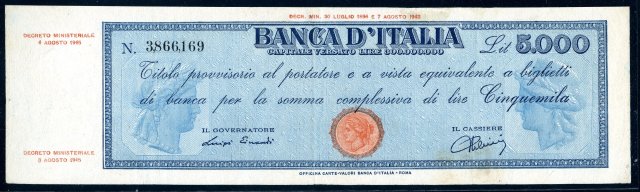 10000 Lire Titolo Provvisorio 1945