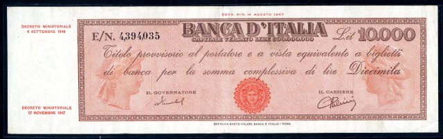 10.000 lire Titolo Provvisorio 1947