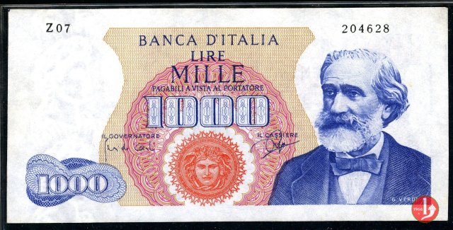 1.000 lire Giuseppe Verdi - Primo tipo 1964