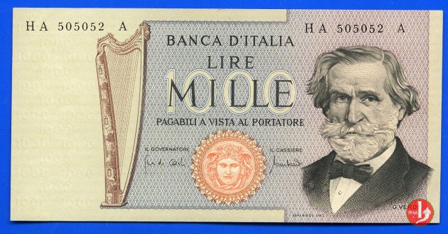 1.000 lire Giuseppe Verdi - Secondo tipo 1971