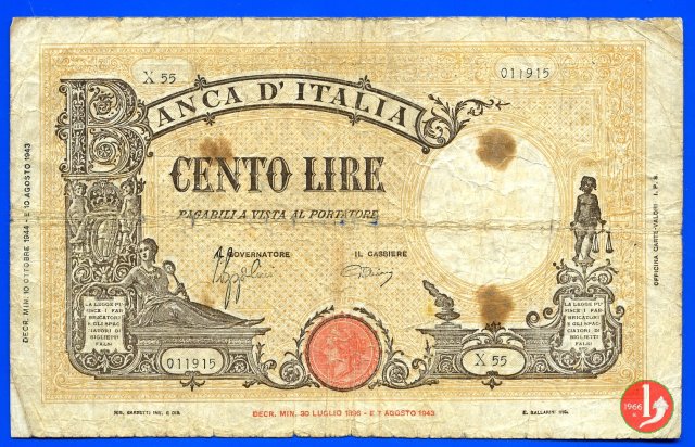 100 Lire Barbetti "Grande B" 1944