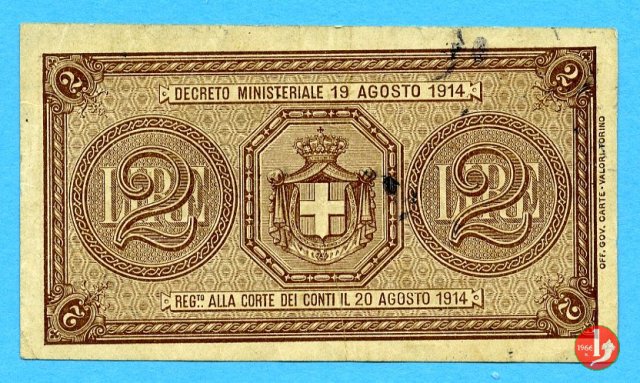 2 Lire Vittorio Emanuele III 1914