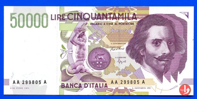 50.000 lire Bernini 1992