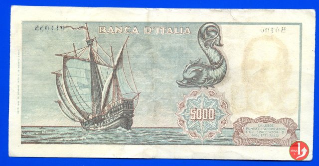 5.000 lire Colombo - Primo tipo 1968